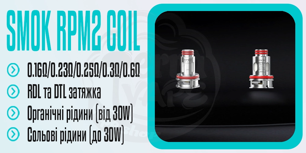 Основні параметри випаровувачів Smok RPM2 Coil